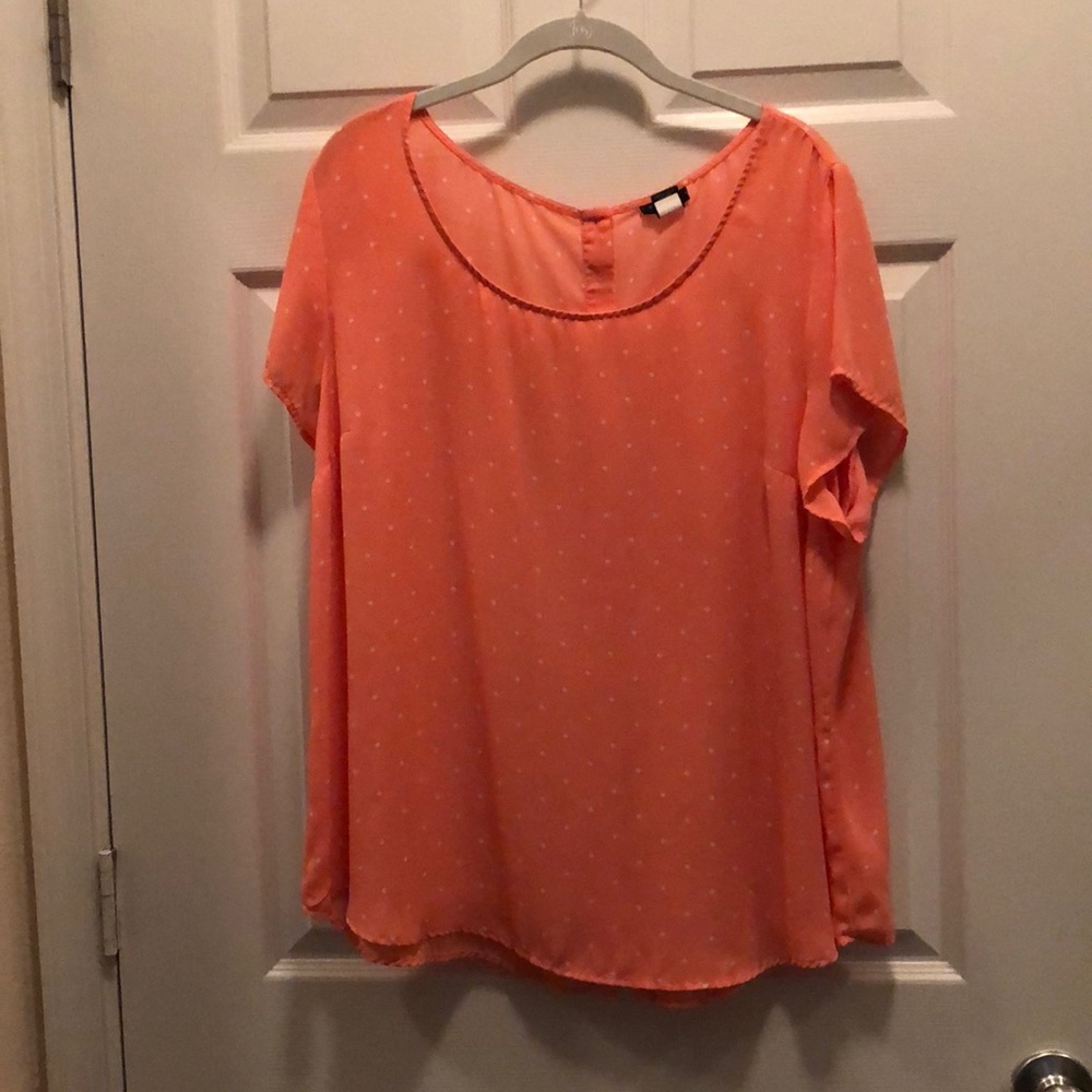 Torrid chiffon pink polka dot blouse